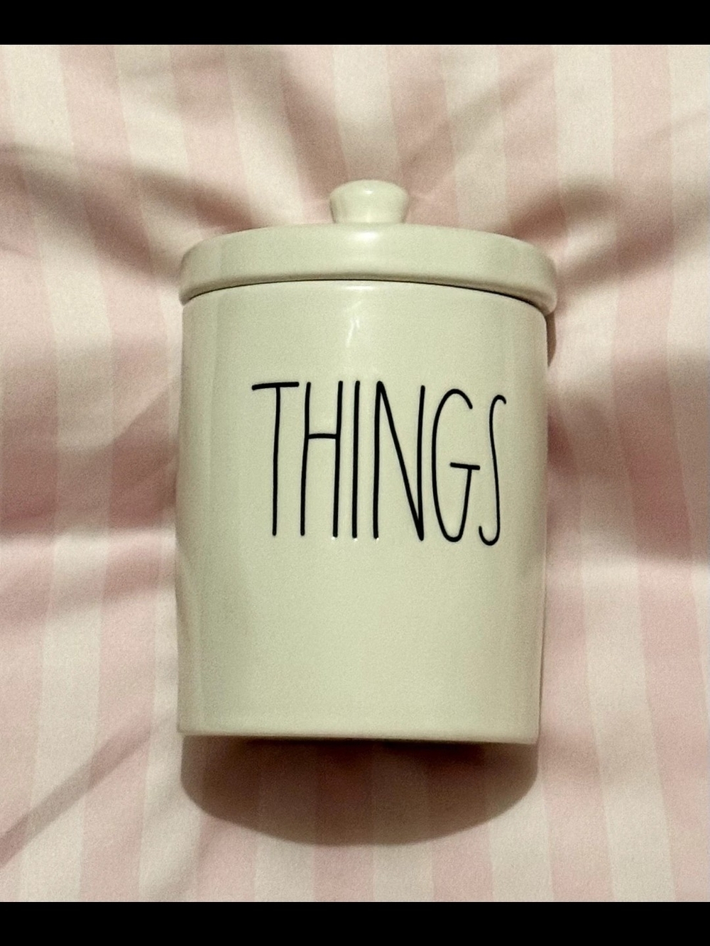 Rae Dunn White "THINGS" Ceramic Canister